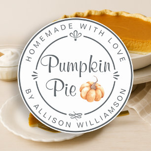 Rustic Homemade Fall Pumpkin Pie Classic Round Sticker