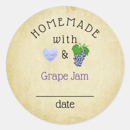 Rustic Homemade Grape Juice Jam or Jelly  Label