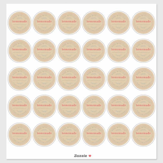 Rustic Homemade Jam Can Kraft Paper 2 inch Sticker (Sheet)