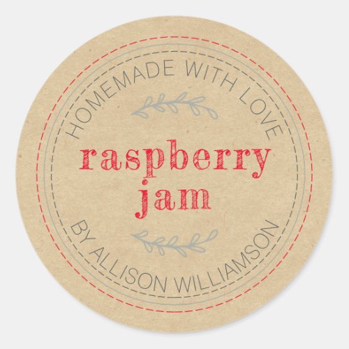 Rustic Homemade Jam Can Kraft Paper Jar Classic Round Sticker