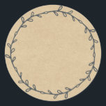 Rustic Homemade Jam Canning Kraft Paper Write On Classic Round Sticker<br><div class="desc">Write on rustic and modern blank homemade jam canning mason jar sticker with a lovely simple wreath in off-black on a kraft paper background. Simply add your name and the product name to the label. Exclusively designed for you by Happy Dolphin Studio. If you need any help or matching products,...</div>