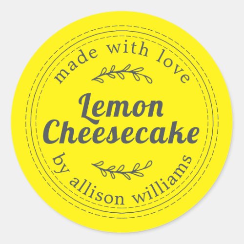 Rustic Homemade Lemon Cheesecake Yellow Classic Ro Classic Round Sticker