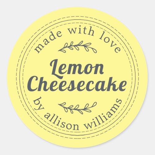 Rustic Homemade Lemon Cheesecake Yellow Classic Round Sticker