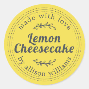 Rustic Homemade Lemon Cheesecake Yellow Classic Round Sticker
