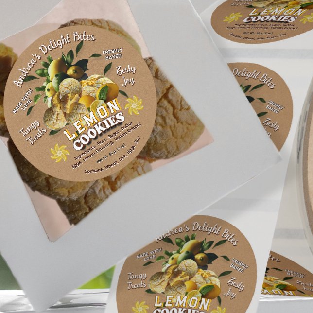Rustic Homemade Lemon Cookies Professional Label (Creator Uploaded)