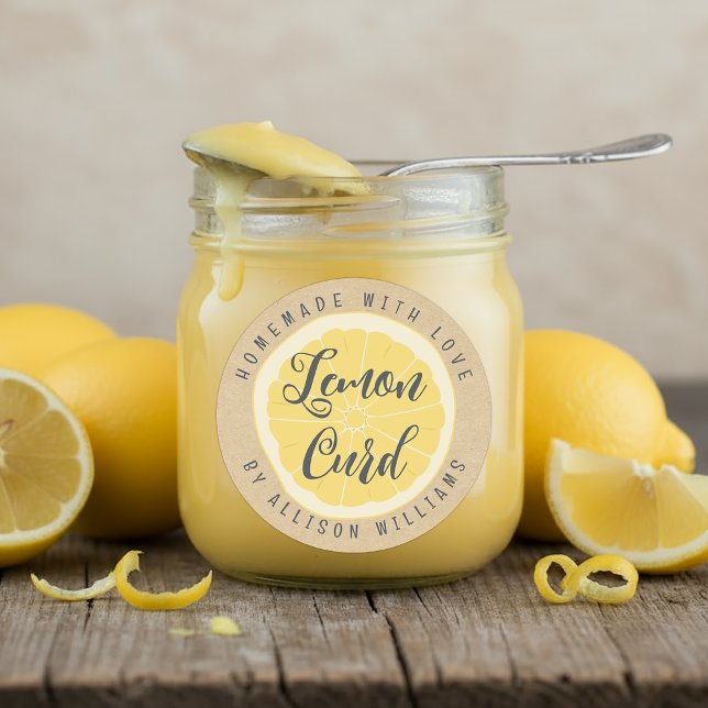 Rustic Homemade Lemon Curd Kraft Paper Classic Round Sticker (Creator Uploaded)