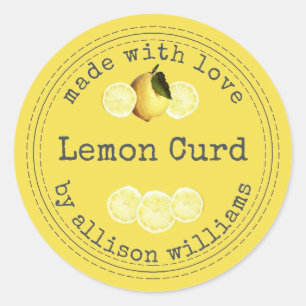 Rustic Homemade Lemon Curd Yellow Classic Round Sticker