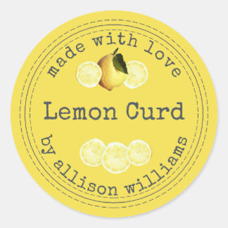 Rustic Homemade Lemon Curd Yellow Classic Round Sticker