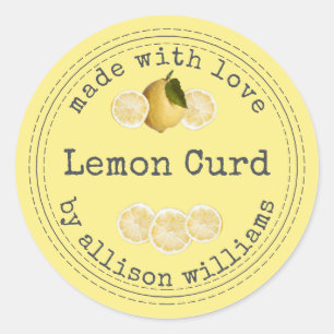 Rustic Homemade Lemon Curd Yellow  Classic Round Sticker