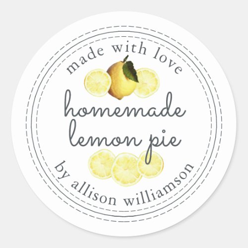 Rustic Homemade Lemon Pie White Classic Round Sticker