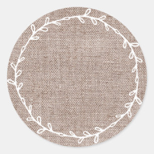 Rustic Homemade Nutmeg Burlap Write On Blank Classic Round Sticker