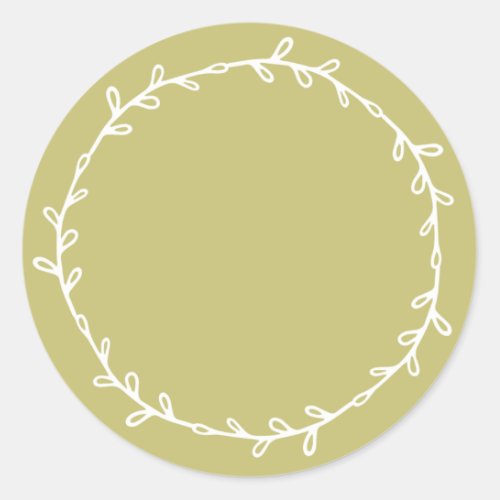 Rustic Homemade Olive Green Write On Classic Round Sticker