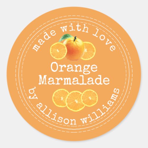 Rustic Homemade Orange Marmalade  Classic Round Sticker