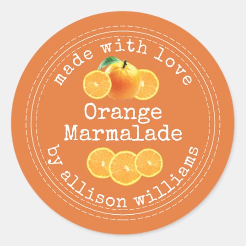 Rustic Homemade Orange Marmalade Classic Round Sticker