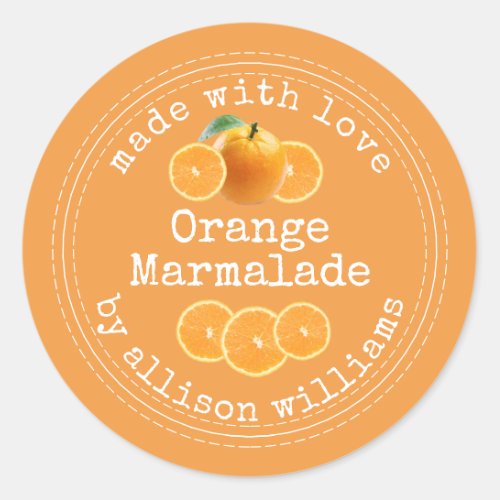 Rustic Homemade Orange Marmalade  Classic Round Sticker
