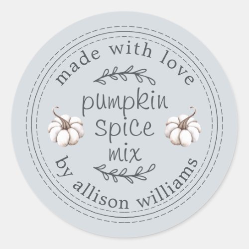 Rustic Homemade Pumpkin Spice Mix Blue Classic Round Sticker