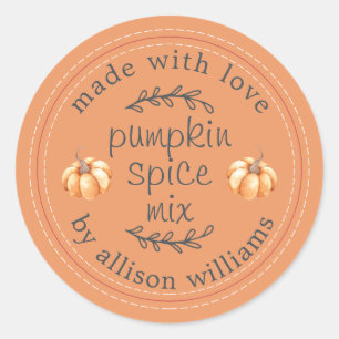 Rustic Homemade Pumpkin Spice Mix Orange Classic Round Sticker