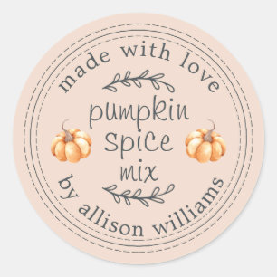 Rustic Homemade Pumpkin Spice Mix Peach Dust Classic Round Sticker