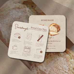 Rustic Homemade Sourdough Bread Care Instruction Square Business Card