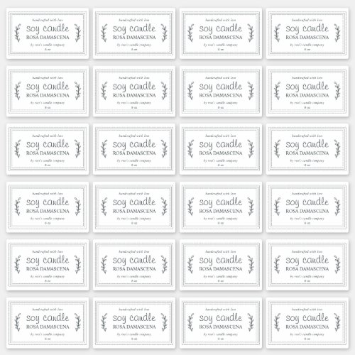 Rustic Homemade Soy Candle Labels 24x Black White
