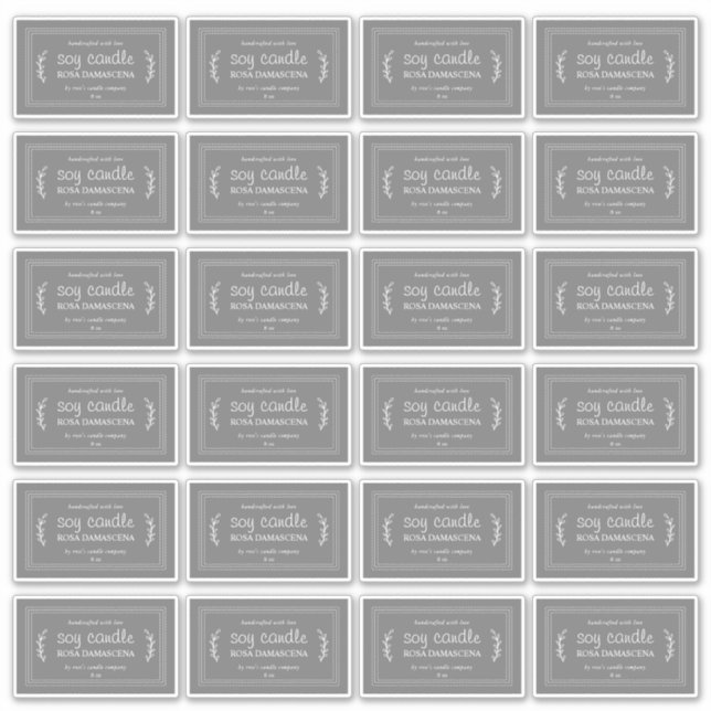 Rustic Homemade Soy Candle Labels 24x Dark Gray (Front)
