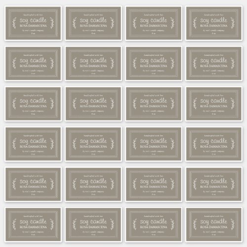 Rustic Homemade Soy Candle Labels 24x Gray