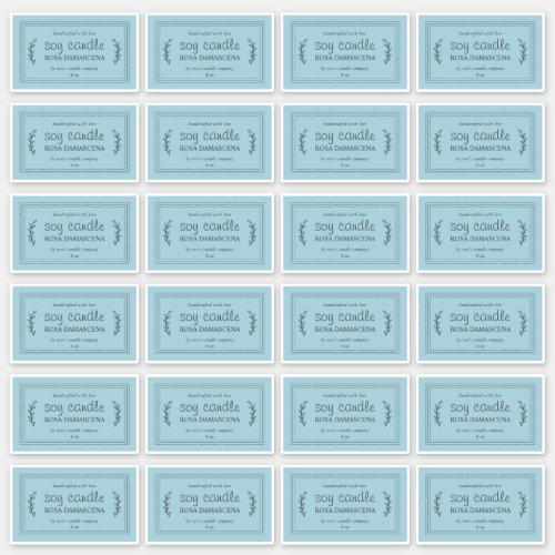 Rustic Homemade Soy Candle Labels 24x Light Blue