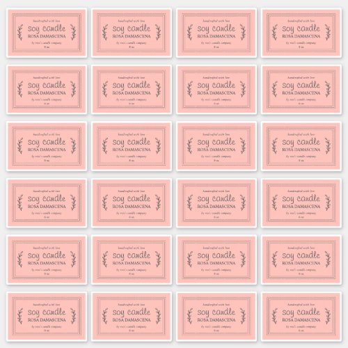 Rustic Homemade Soy Candle Labels 24x Pastel Pink