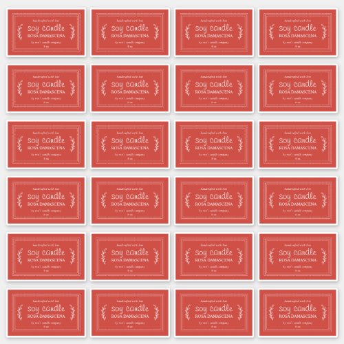 Rustic Homemade Soy Candle Labels 24x Warm Red