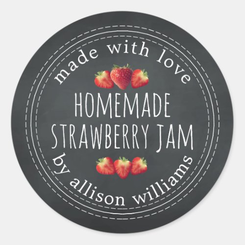 Rustic Homemade Strawberry Jam Chalkboard Classic Round Sticker