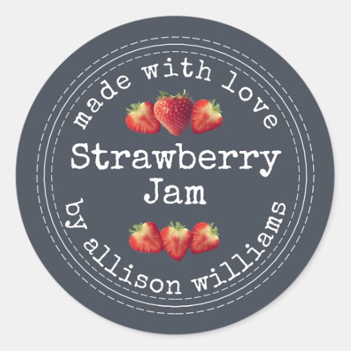 Rustic Homemade Strawberry Jam Classic Round Stick Classic Round Sticker