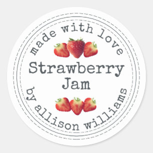 Rustic Homemade Strawberry Jam Classic Round Sticker