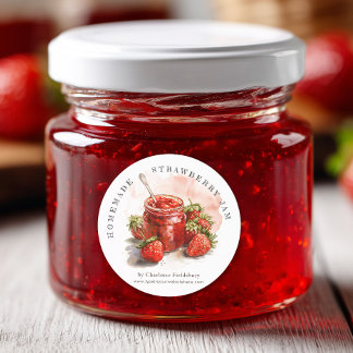 Rustic Homemade Strawberry Jam Jar Canning Label