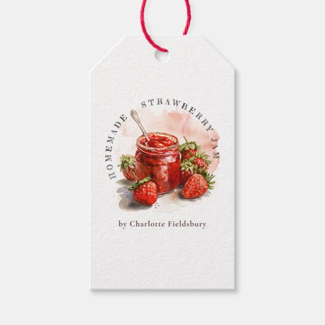 Rustic Homemade Strawberry Jam Jar Hang Tag (Front)