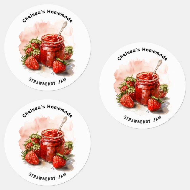 Rustic Homemade Strawberry Jam Mason Jar Labels (Group)