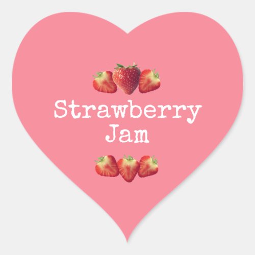 Rustic Homemade Strawberry Jam Pink Heart Sticker