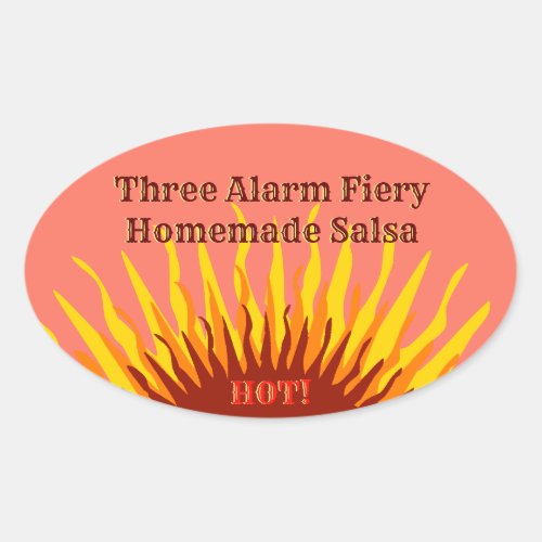 Rustic Homemade Three Alarm Hot Salsa Canning Oval Sticker