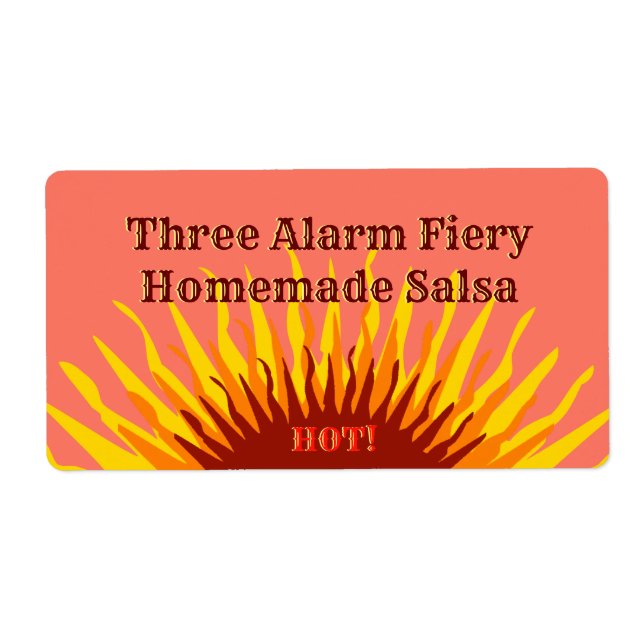 Rustic Homemade Three Alarm Hot Salsa Jar Label  (Front)