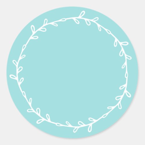 Rustic Homemade Turquoise Blue Write On Classic Round Sticker