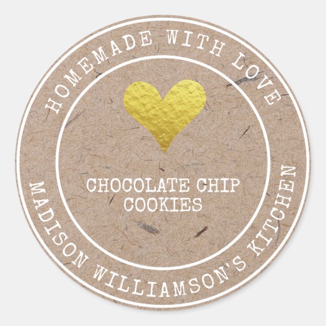 Rustic Homemade with Love  | baked goods Label (Front)