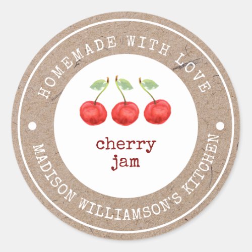 Rustic Homemade with Love   Cherry Jam Label
