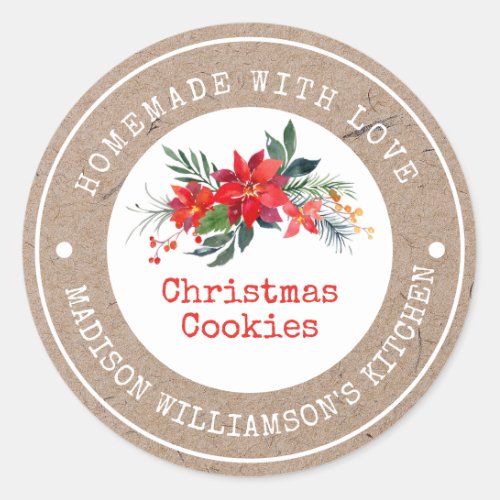 Rustic Homemade with Love   Christmas Cookies Classic Round Sticker