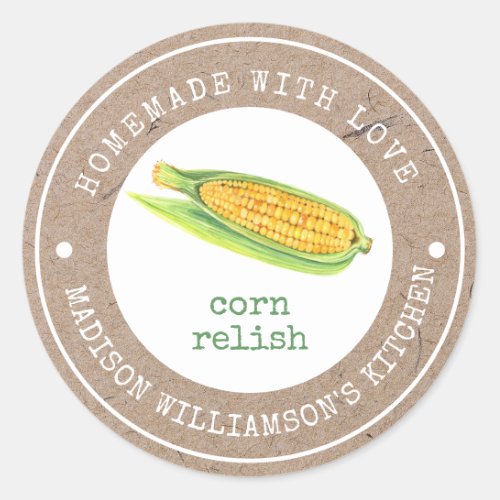 Rustic Homemade with Love   Corn Relish Label
