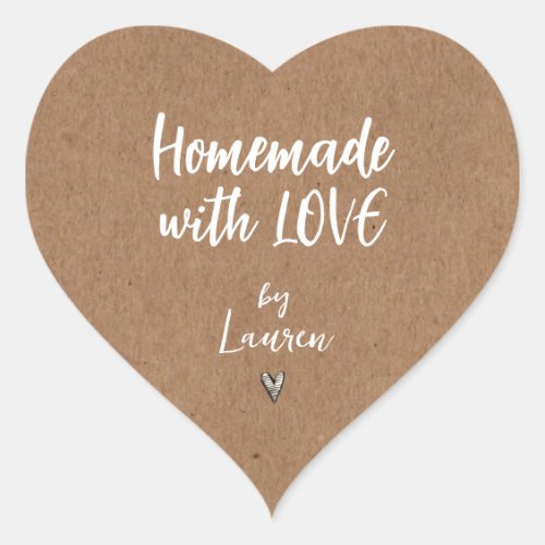 Rustic HOMEMADE with LOVE  Heart Sticker