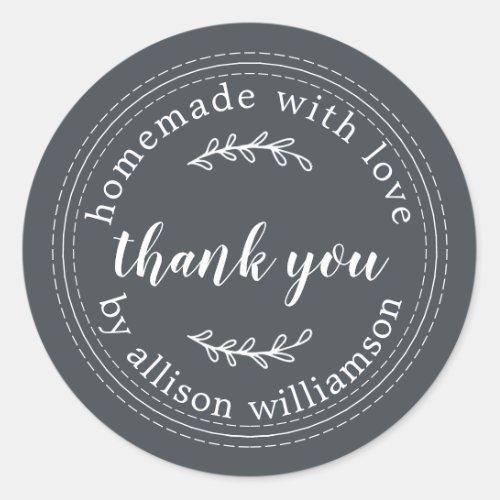 Rustic Homemade With Love Kraft Paper Thank You Classic Round Sticker