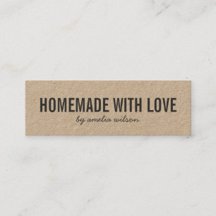 Rustic Homemade with Love Kraft Social Media Mini Business Card
