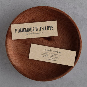 Rustic Homemade with Love Kraft Social Media Mini Business Card