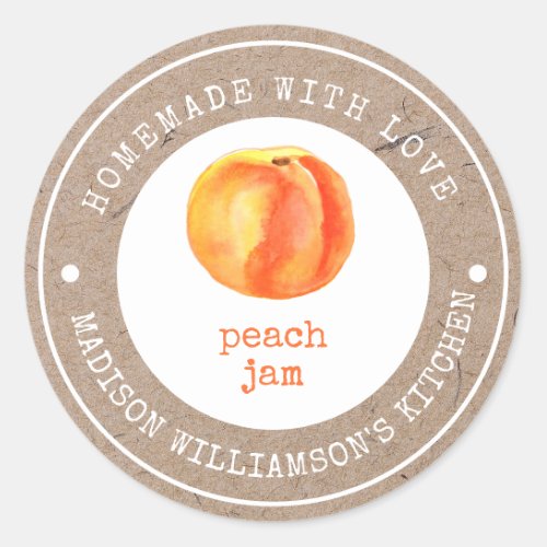 Rustic Homemade with Love   Peach Jam  Label