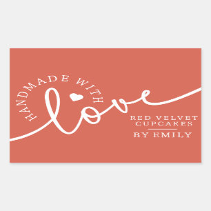Rustic Homemade with Love Script Heart Baked Goods Rectangular Sticker