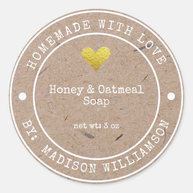 Rustic Homemade with Love  | Soap Label (Front)